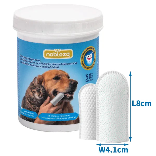 Toallitas dentales para dedos para mascotas, 50 unidades