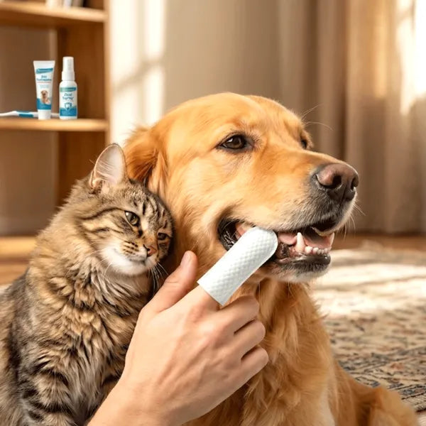 Toallitas dentales para dedos para mascotas, 50 unidades